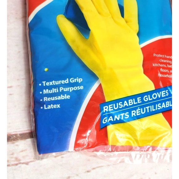 Brillo Basics Large Textured Grip Yellow Latex Reusable Gloves - Multi Purpose - Picture 7 of 8